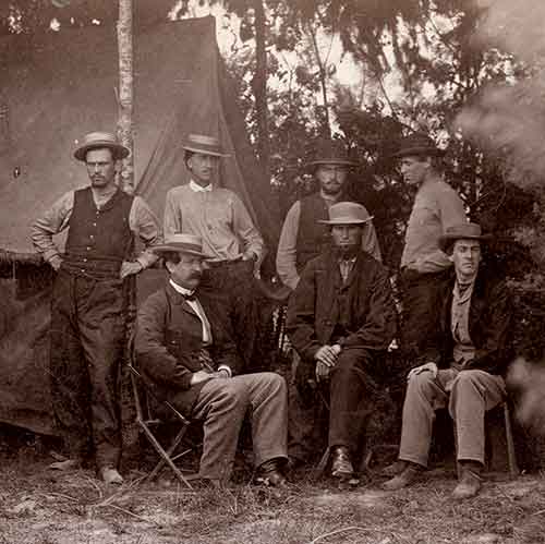 Photograph of Maj. Thomas T. Eckert and his team at the War's Department's military telegraph office