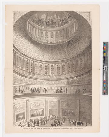Interior view of the dome of the capital at Washington