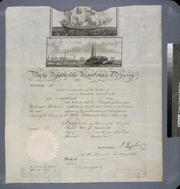 By the president of the United States of America. suffer the ship Montpelier, Ellery T. Taber