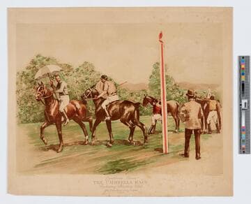 Gymkhana races, the umbrella race : Rockaway Hunting Club, at Cedarhurst, July 5, 1890