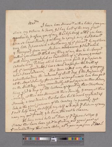 Pulteney, Harry. Letter to Elizabeth (Robinson) Montagu