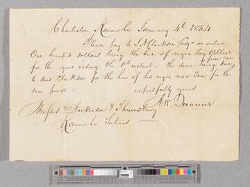 Note regarding hiring Allen and Tom by Alexander Quarrier