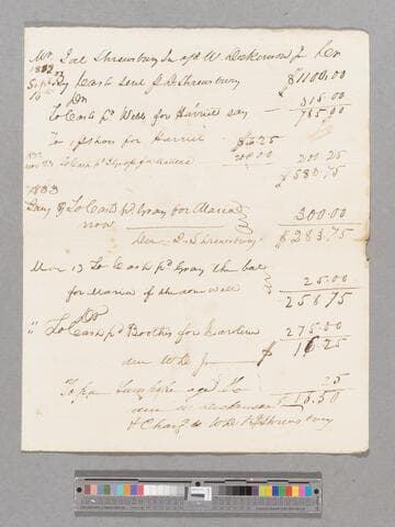 Financial statement regarding buying of enslaved people