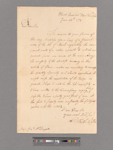 Letter from George Washington, headquarters New Windsor, to Major General Alexander McDougall