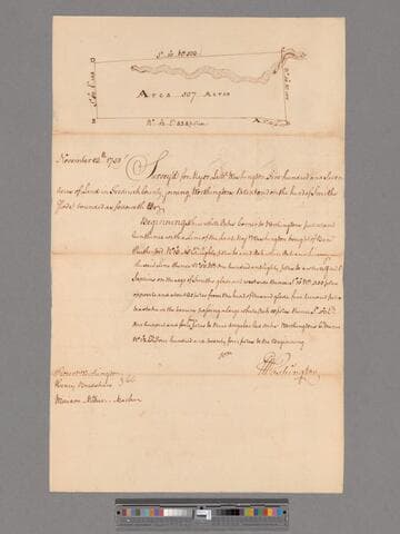 Survey by George Washington for Lawrence Washington of 507 acres, Frederick County