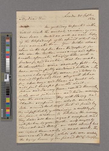Zachary Macaulay. Letter to Thomas Babington Macaulay, after 1st Baron Macaulay