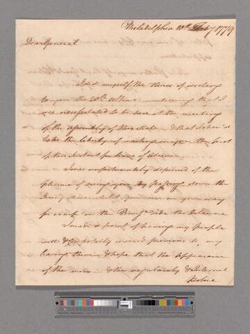 Letter from Anthony Wayne, Philadelphia, to George Washington