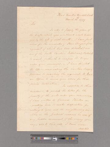 Letter from George Washington, headquarters Middlebrook, to Major General Alexander McDougall