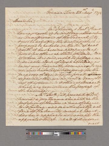Letter from George Washington, Germantown, to Tobias Lear