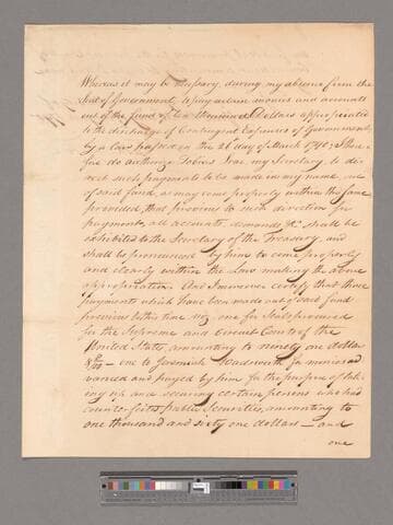 Power of Attorney from George Washington, New York, to Tobias Lear, New York