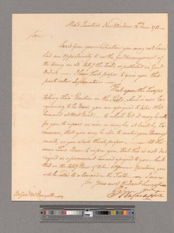 Letter from George Washington, headquarters New Windsor, to Major General Alexander McDougall