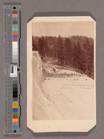 Blasting at Chalk Bluffs above Alta. Cut 60 feet deep