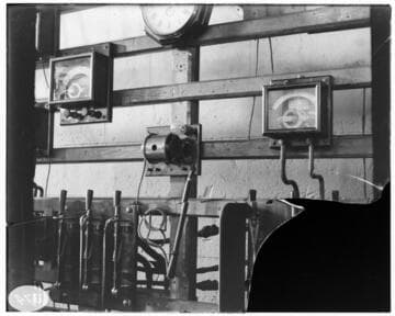 A detail of the "growler" on the switchboard at Mill Creek #1 Hydro Plant