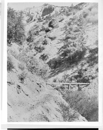 A stretch of fluming being built at Mill Creek #3 Hydro Plant