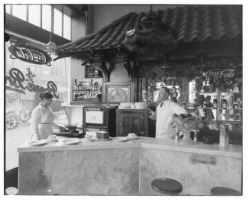 Electric Range in use at the Bonnie Brae Drugstore and Soda Fountain in Long Beach