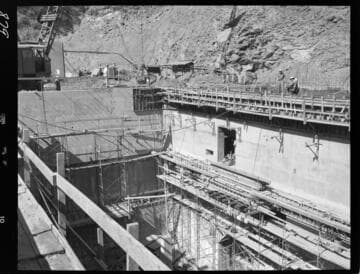 Big Creek - Mammoth Pool - Forming for concrete at powerhouse