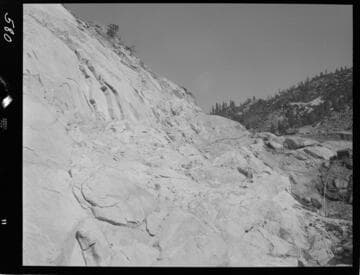 Big Creek - Mammoth Pool - General view of rock structure looking upstream on west abutment