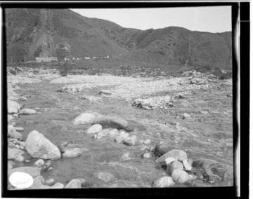 A distant view of Mill Creek #2 & #3 Hydro Plant from downstream