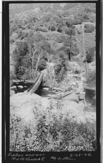 Siphon and weir on Middle Fork Kaweah River above Marble Fork