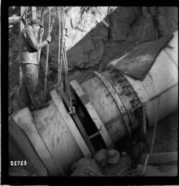 Big Creek Powerhouse 2A - Close-up showing installation of bulk-head into #1 generator