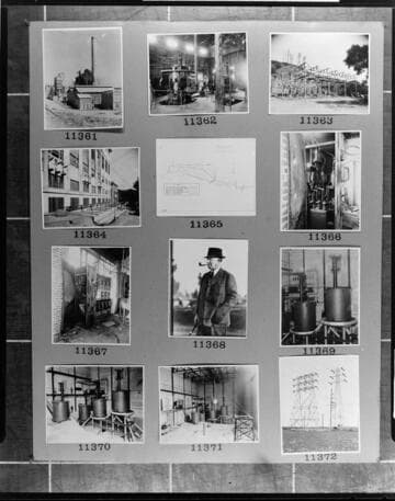 Multiple-image copy film negative with images of Edison customers, Transformer tests at Cal Tech., and SCE Substations