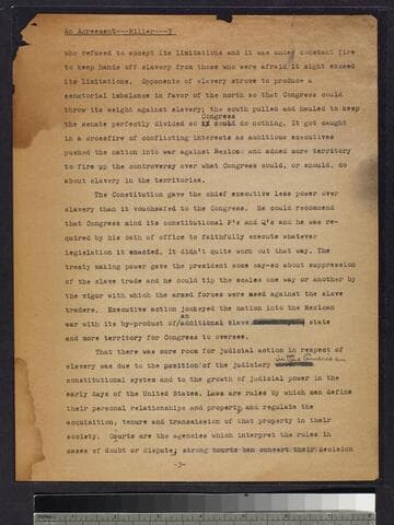 Incomplete manuscript "An Agreement"