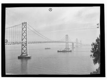 San Francisco Bay Bridge coming from Embarcadero