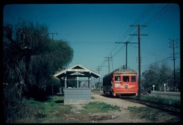 Pacific Electric Railway car at Rio Vista station on the Van Nuys line