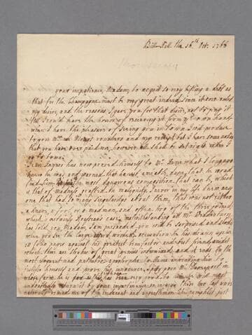 Hervey, Mary (Lepell), Baroness Hervey of Ickworth. Letter to Elizabeth (Robinson) Montagu