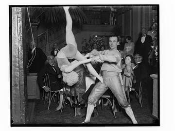 Acrobats performing at the Club Casa del Mar, Santa Monica, California