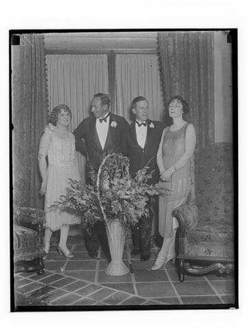 Portrait of two couples at the Club Casa del Mar, Santa Monica, California