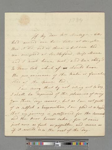 Garrick, Eva Maria (Veigel). Letter to Elizabeth (Robinson) Montagu
