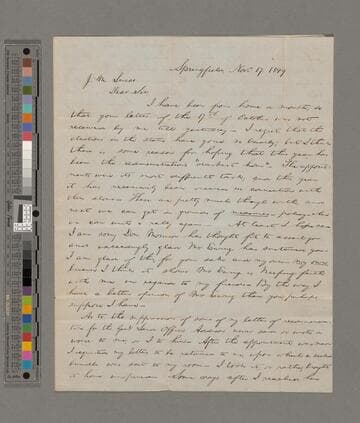 Abraham Lincoln, Springfield, Illinois, letter to Josiah M. Lucas, Washington, D.C