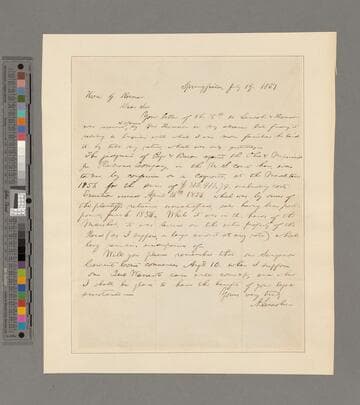 Abraham Lincoln, Springfield, Illinois, letter to Gustav Koerner