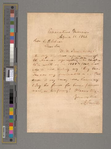 Abraham Lincoln, Washington, D.C., letter to Salmon P. Chase