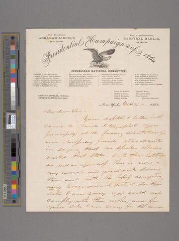 George G. Fogg, New York, letter to Abraham Lincoln