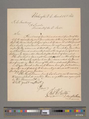 Charles Walter, Washington, D.C., letter to Abraham Lincoln
