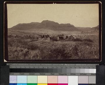 Geronimo's headquarters in the Canon de los Embudos, Mexico. Here is where the chief held forth until General Crook came to have the conference that led to the surrender