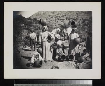 Papago Indians with pottery jars. Near Bisbee, Arizona