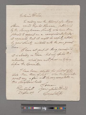 Lofft, Capel. Letter to Samuel Hoare