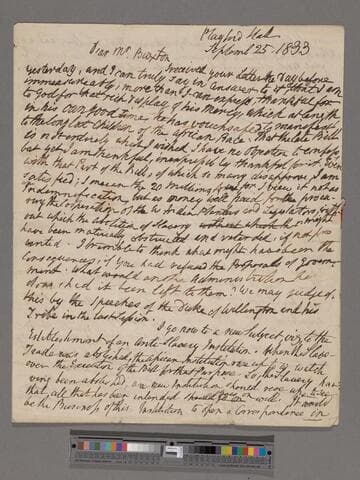Clarkson, Thomas. Letter to Sir Thomas Fowell Buxton, [1st Bart.]