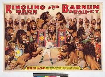 Ringling Bros and Barnum & Bailey Combined Shows : Terrell Jacobs the lion king presenting the world's most sensational group of jungle-bred performers
