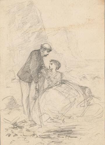 Man and Woman on Rocky Shore