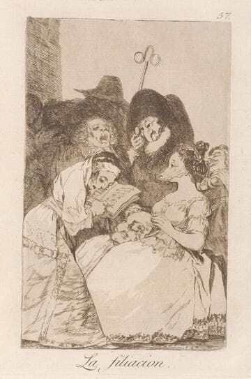 Sleep overcomes them (Las rinde el Sueño), Plate 34 from Los Caprichos