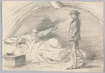 Elderly Man Addressing Standing Man from his Bed