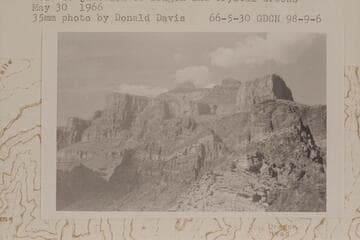 Dragon Head looking northeast from minor point at 3600 ft. level west of junction of Dragon and Crystal Creeks