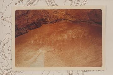 D. Julien 16 Mai 1836 inscription Mile 72.6 left bank in Labyrinth Canyon above The Bowknot