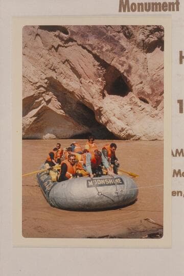 Baloney load of brass arriving in a Currey rig at foot of Split Mountain after a ride through the gorge
