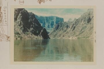 Down Lake Mead from Mile 244.  The Bells at upper right