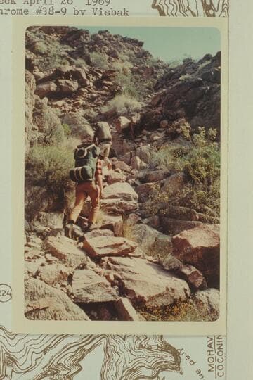 Climbing out of inner gorge at right bank above mouth of Diamond Creek